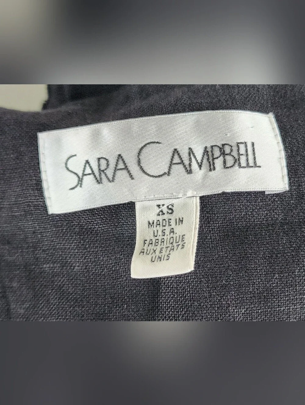 Sara Campbell 100% Linen Black Ruffle-Neck Sleeveless Mini Dress - Picture 7 of 8